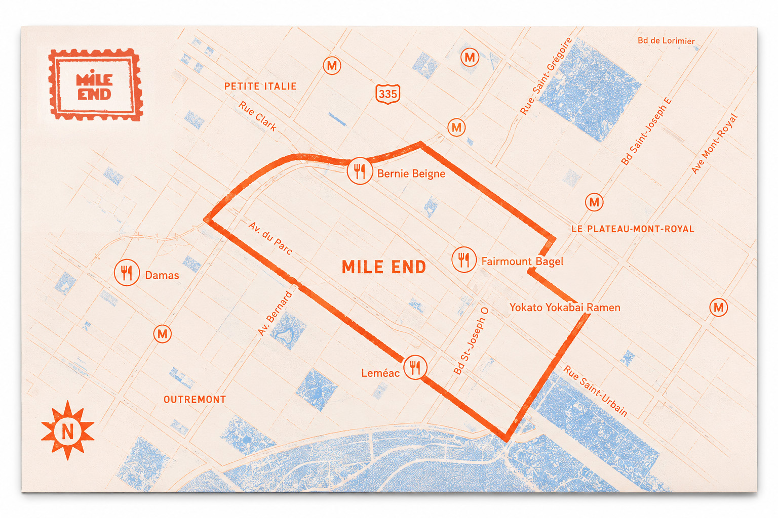 Carte du quartier du Mile End, Montréal