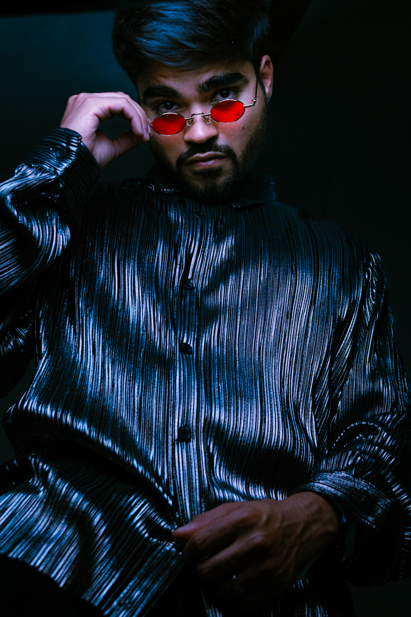 Portrait studio, fond noir
